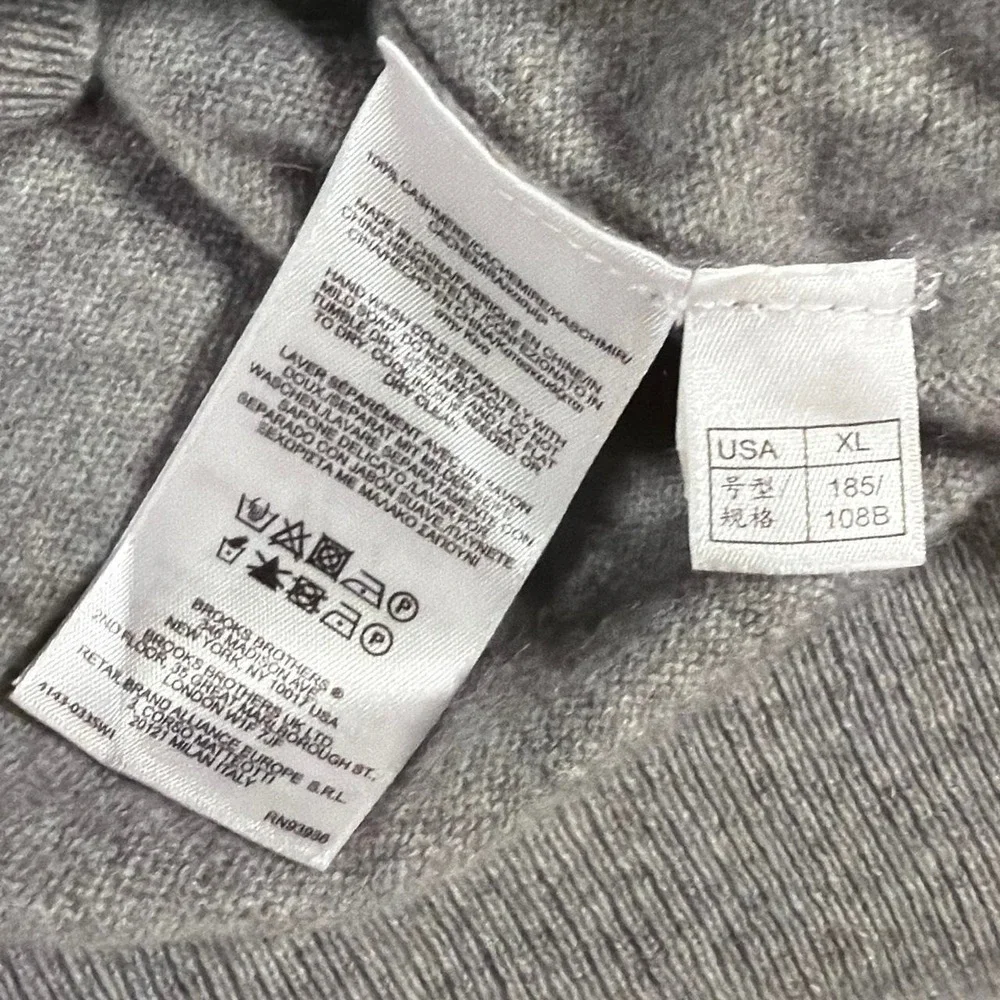 Vintage Brooks Brothers Pure Cashmere V-Neck Sweater | Heather Gray | XL